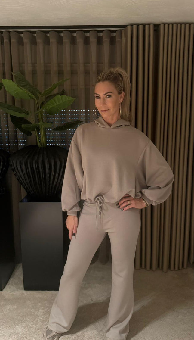 2 Delige Hoodie Set Taupe