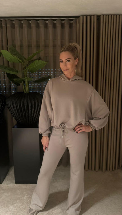 2 Delige Hoodie Set Taupe