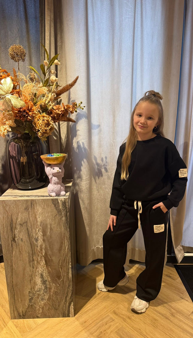 2 Delige Set Comfy Life Isn't Perfect Kids Zwart