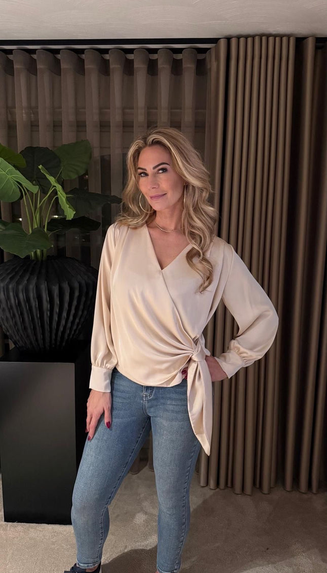 Blouse Satin Bow Champagne