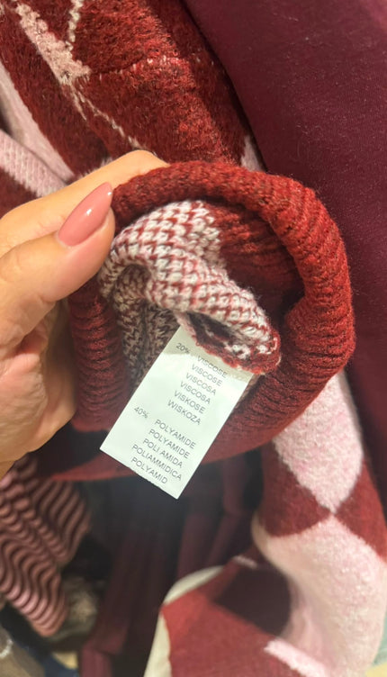 Labeldetail gebreide argyle jurk - samenstelling viscose polyamide