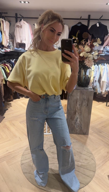 T-Shirt Basic Cropped Geel