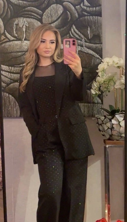 Body Mesh Diamonds Zwart