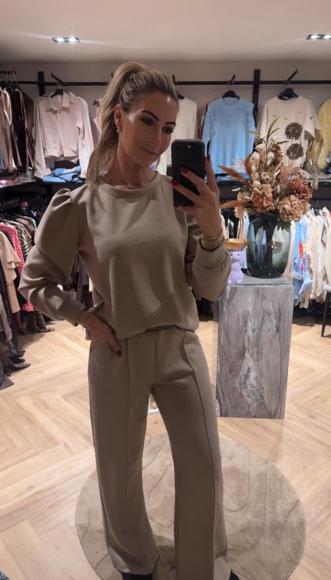 2 Delige Jogging Set Denie Taupe
