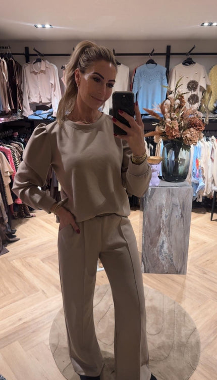 2 Delige Jogging Set Denie Taupe