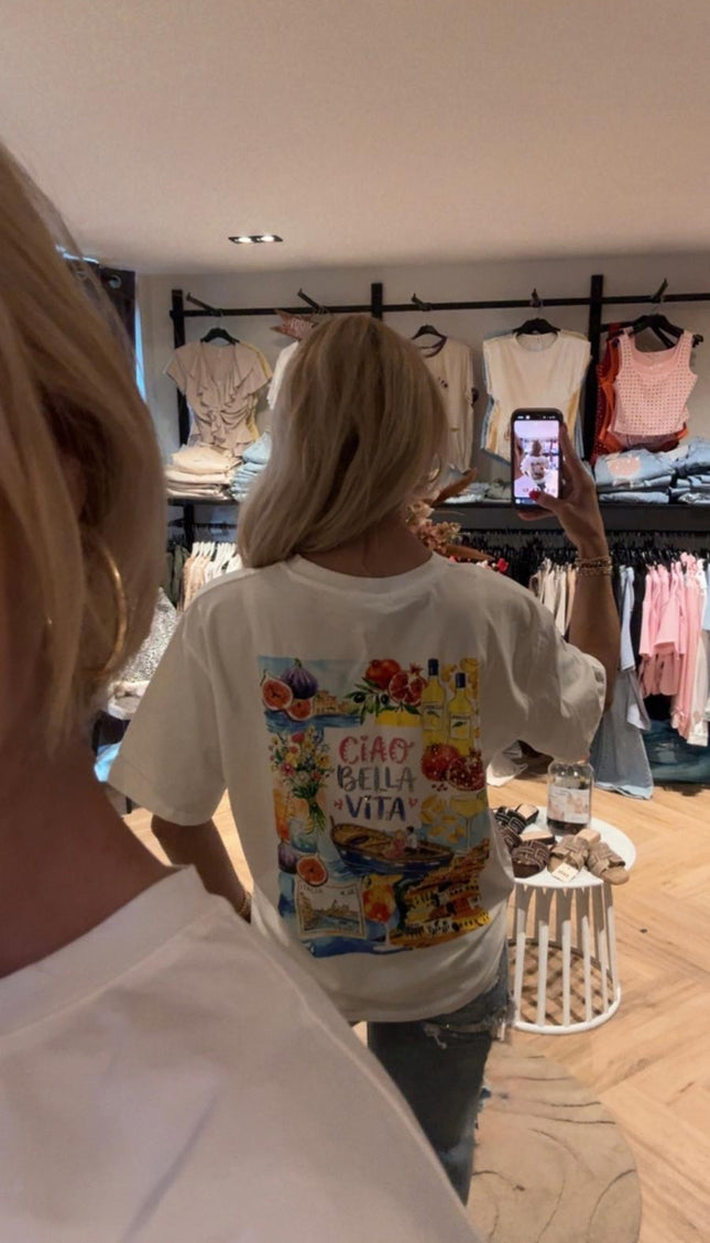 T-shirt Ciao Bella Vita Wit