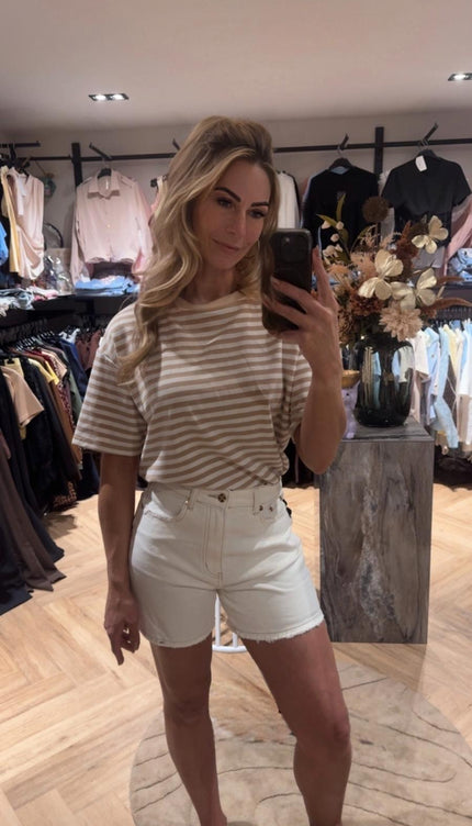 T-Shirt Stripes Beige-Crème