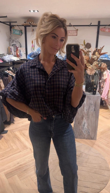 Geruite Blouse Wide Sleeves