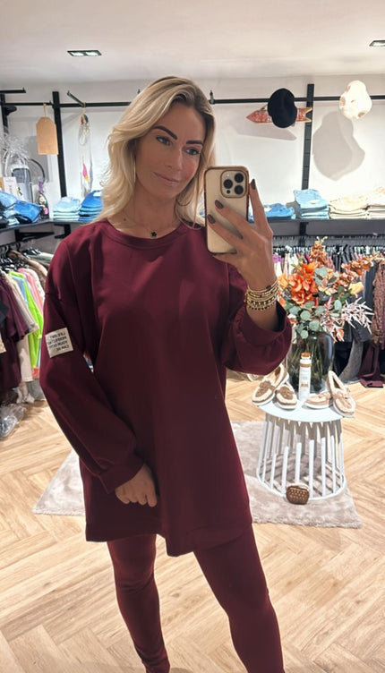 2 Delige Set Life Isn't Perfect Met Skinny Legging Bordeaux