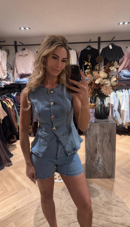 2-Delige Jeans Set Summer Love | Gilet & Shorts