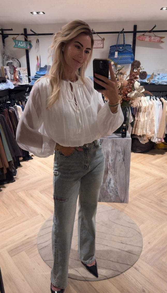 Satin Crop Blouse Wit