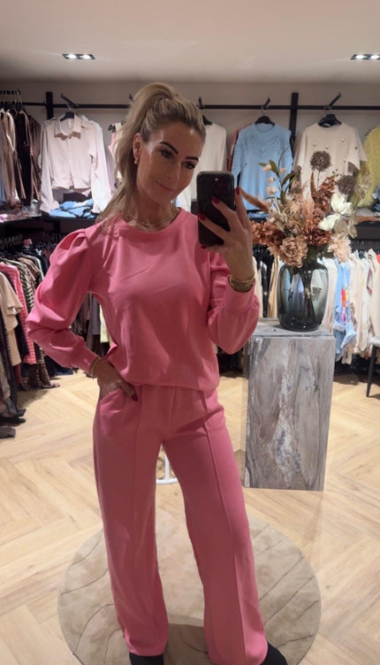 2 Delige Jogging Set Denie Fel Roze