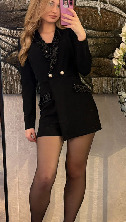 Jumpsuit Glitter And Glam Details Zwart