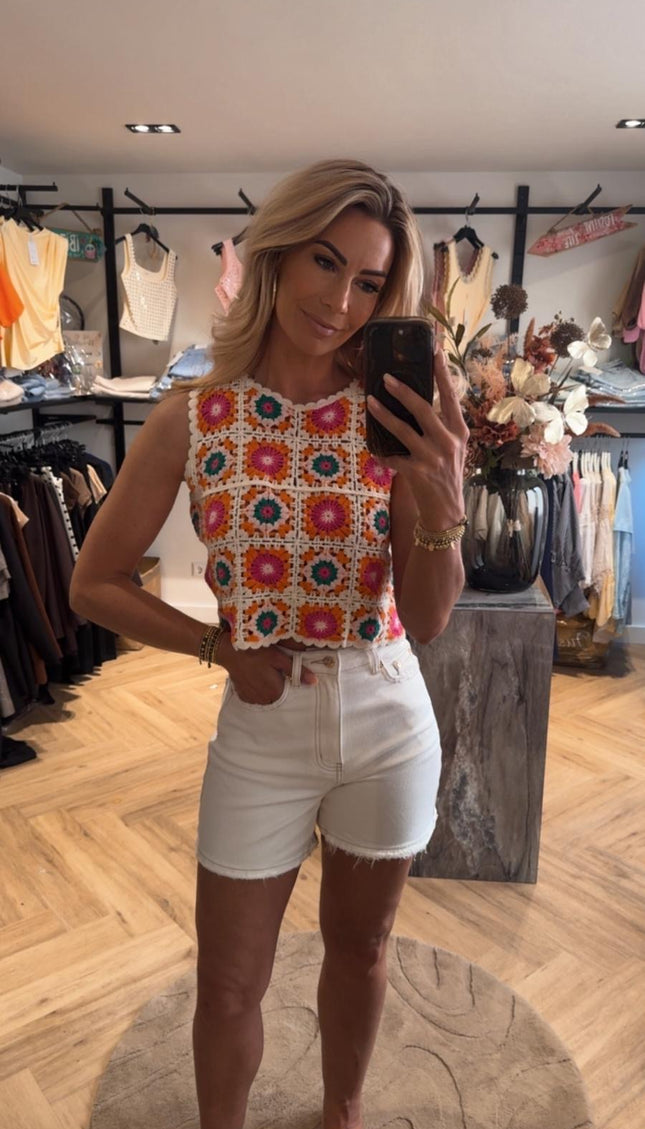 Gehaakte Top Met Bloemen