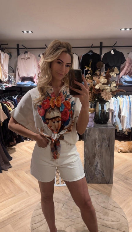 Denim Shorts Queen Hearts Creme