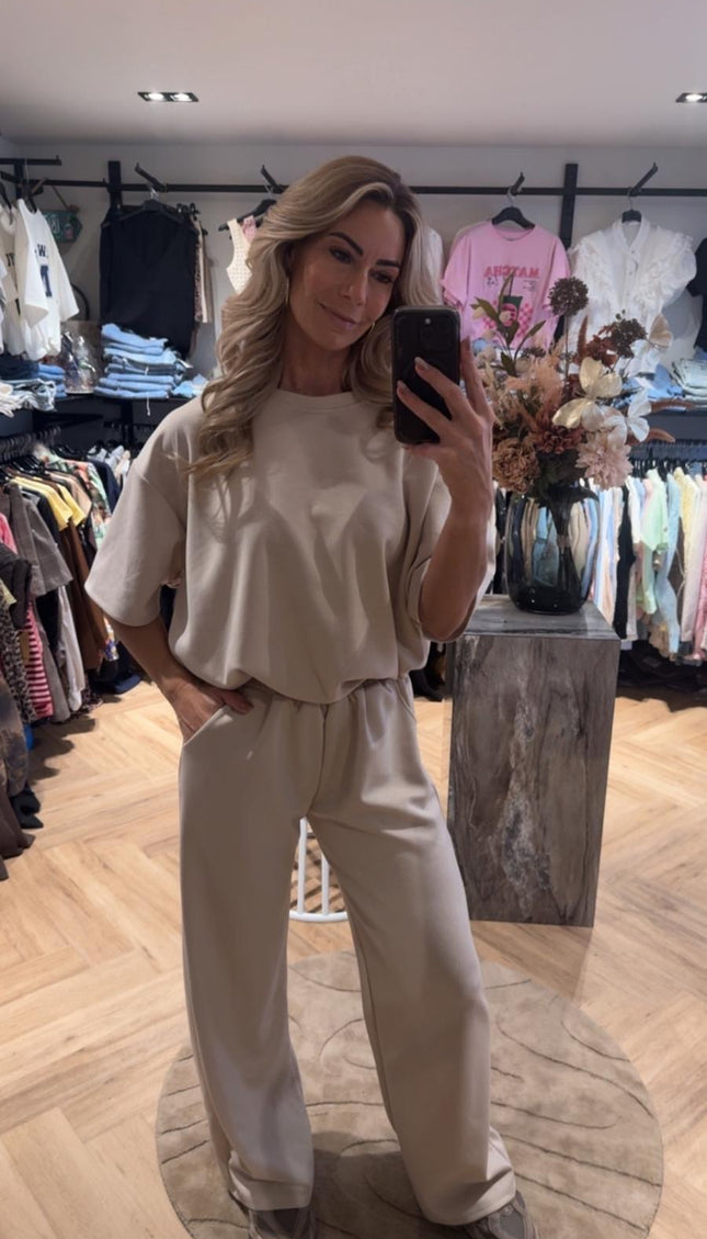 2 Delige Setje Comfy Cropped Beige