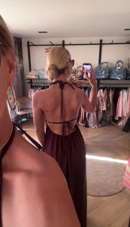 Maxi jurk Open back bruin
