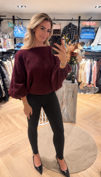 Trui met ballonmouwen – Plum