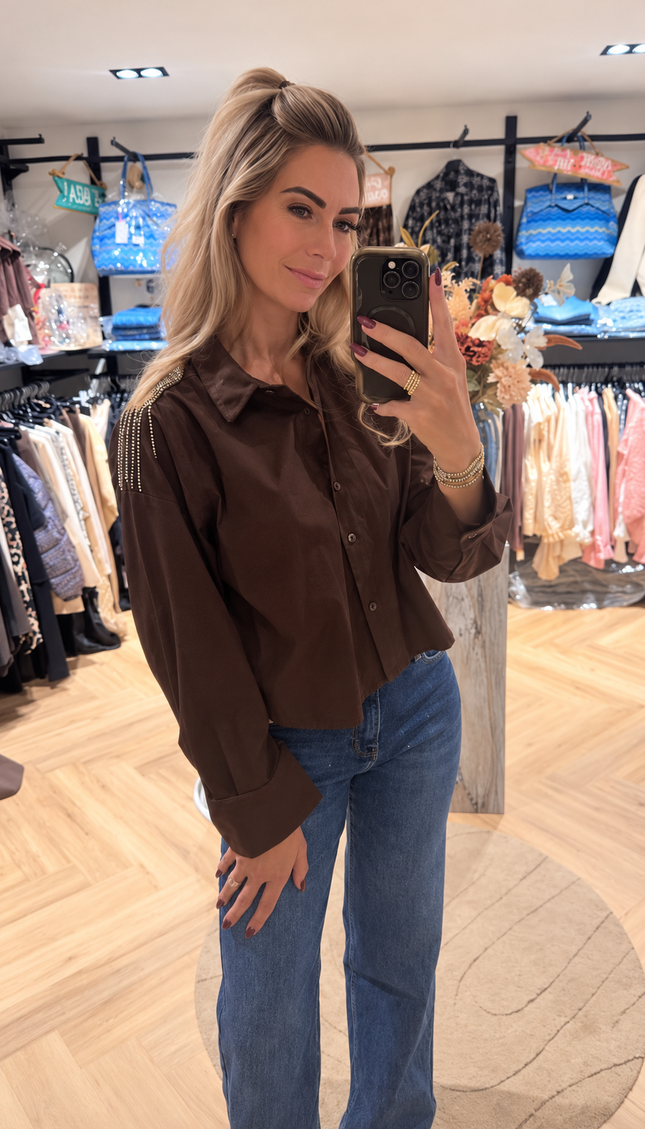 Diamond Shoulder blouse – Bruin