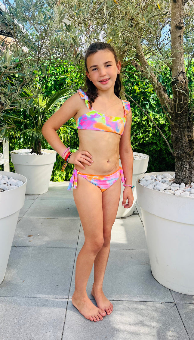 Meisjes tie-dye bikini multicolor voorkant