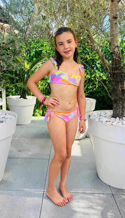 Meisjes tie-dye bikini multicolor voorkant