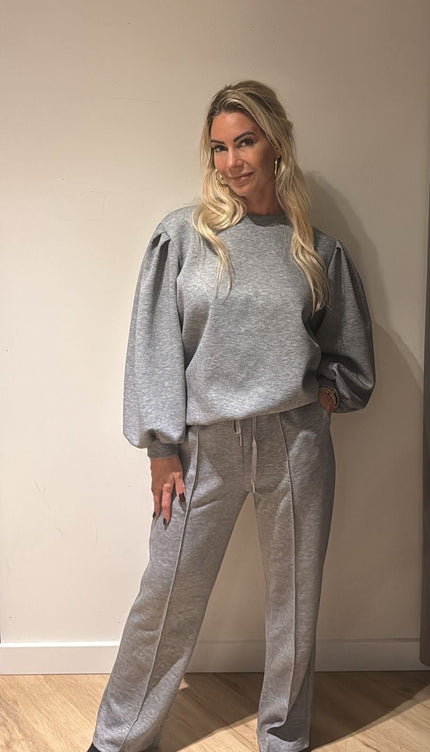2 Delige Set Puff Sleeve Grijs