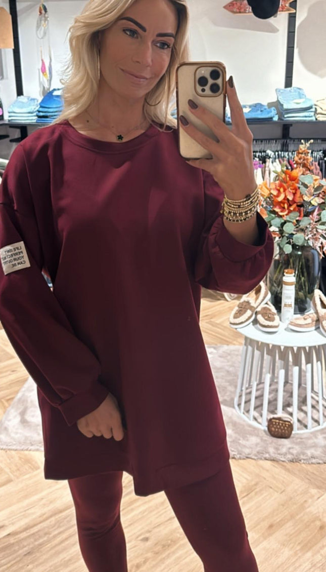 2 Delige Set Life Isn't Perfect Met Skinny Legging Bordeaux