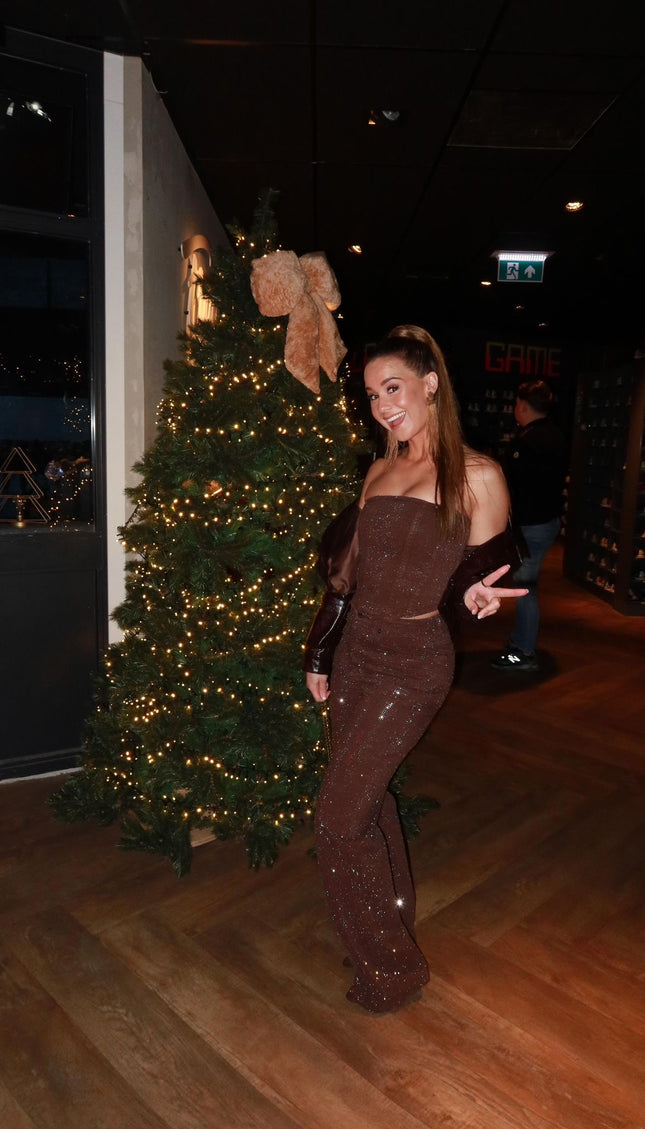 Denim Top Diamonds All Over Choco