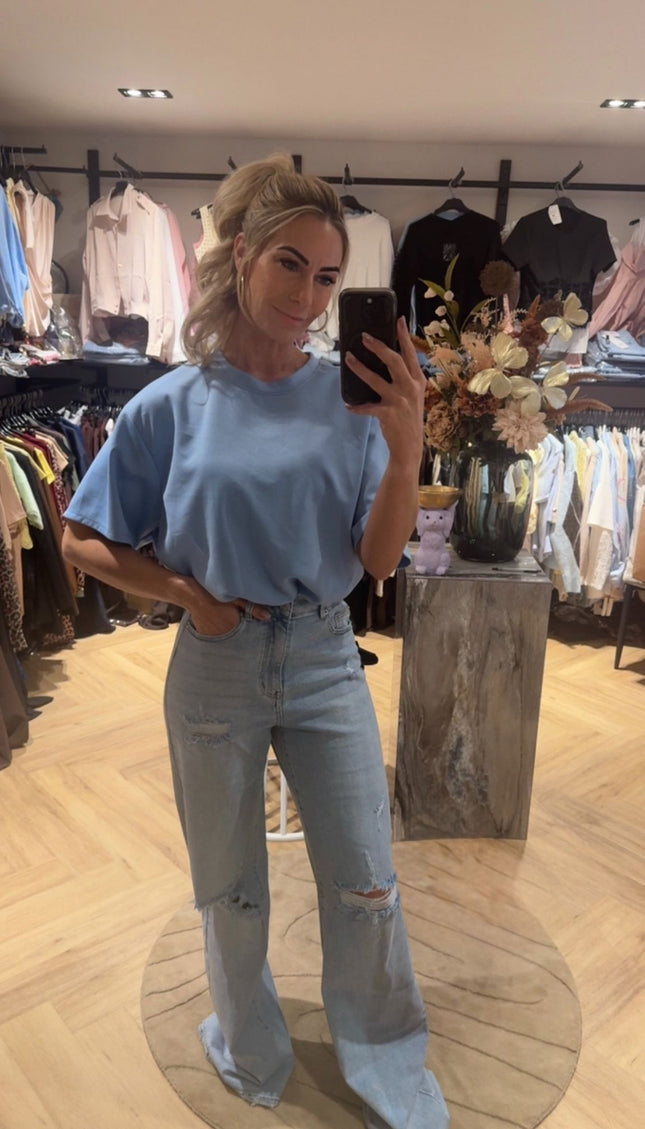 T-Shirt Basic Cropped Blauw