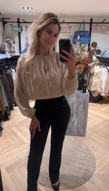 Satin Crop Blouse Champagne