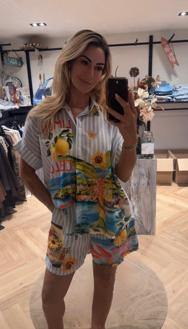 2-Delige Set Shorts Lemon Print