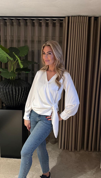 Blouse Satin Bow White