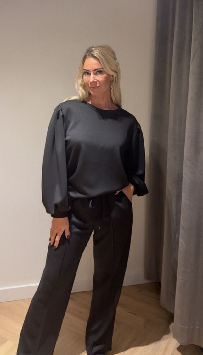 2 Delige Set Puff Sleeve Zwart