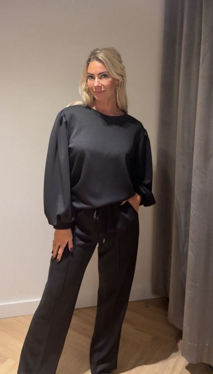 2 Delige Set Puff Sleeve Zwart