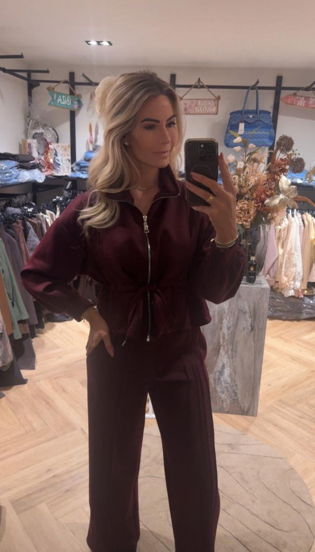 Autumn Cozy tweedelige set bordeaux